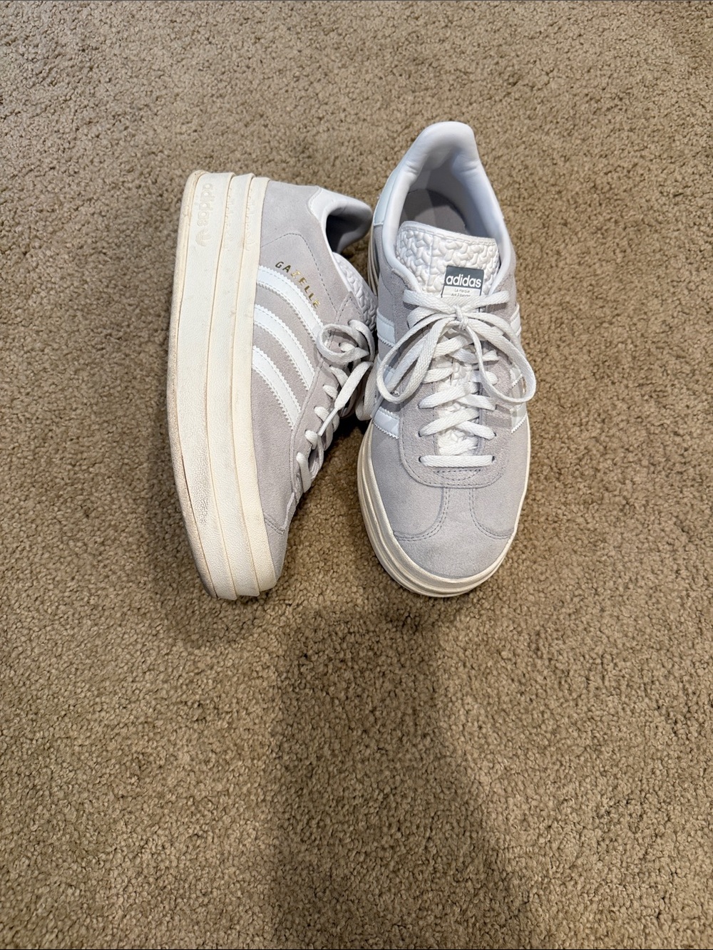 adidas Women’s Light Gray Suede Platform Sneakers